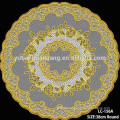 golden / white pvc lace round tablecloth